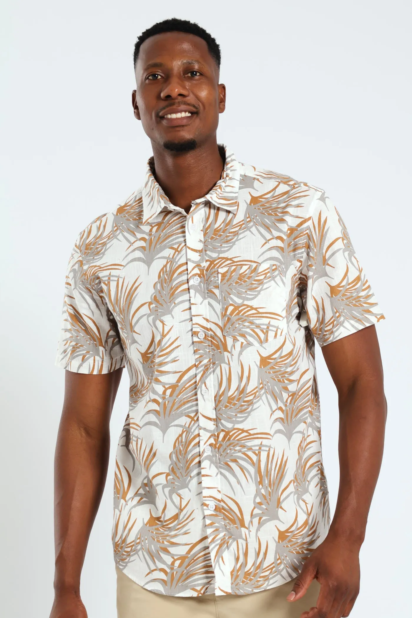 Palm Print Shirt - White sold by Edgars