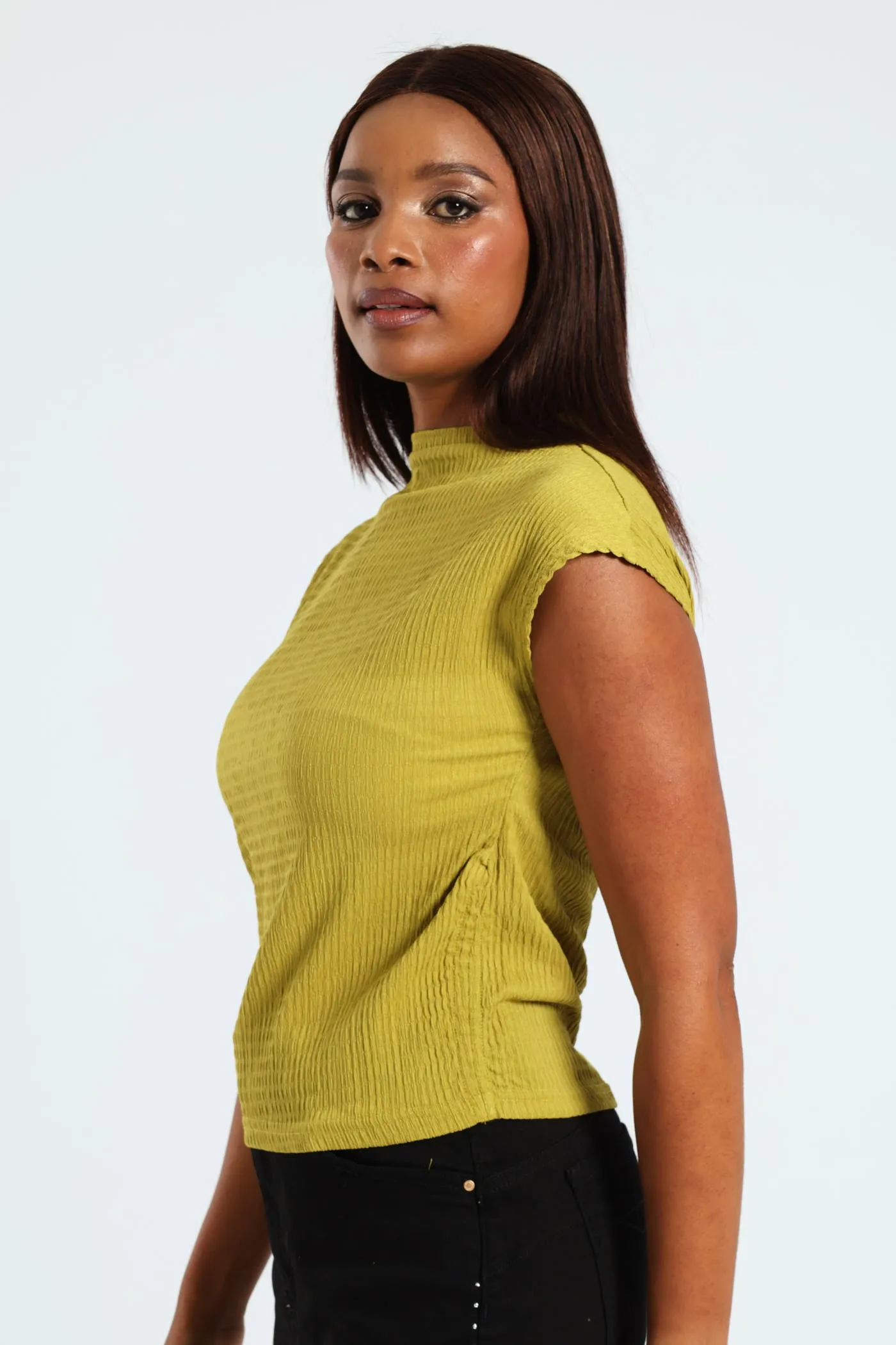 Sleeveless Ruched Side Textured Top - Light Chartreuse sold by Edgars product image thumbnail 2