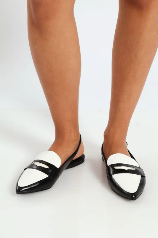 Elodiee Slingback Push In Mule-Black/White sold by Edgars