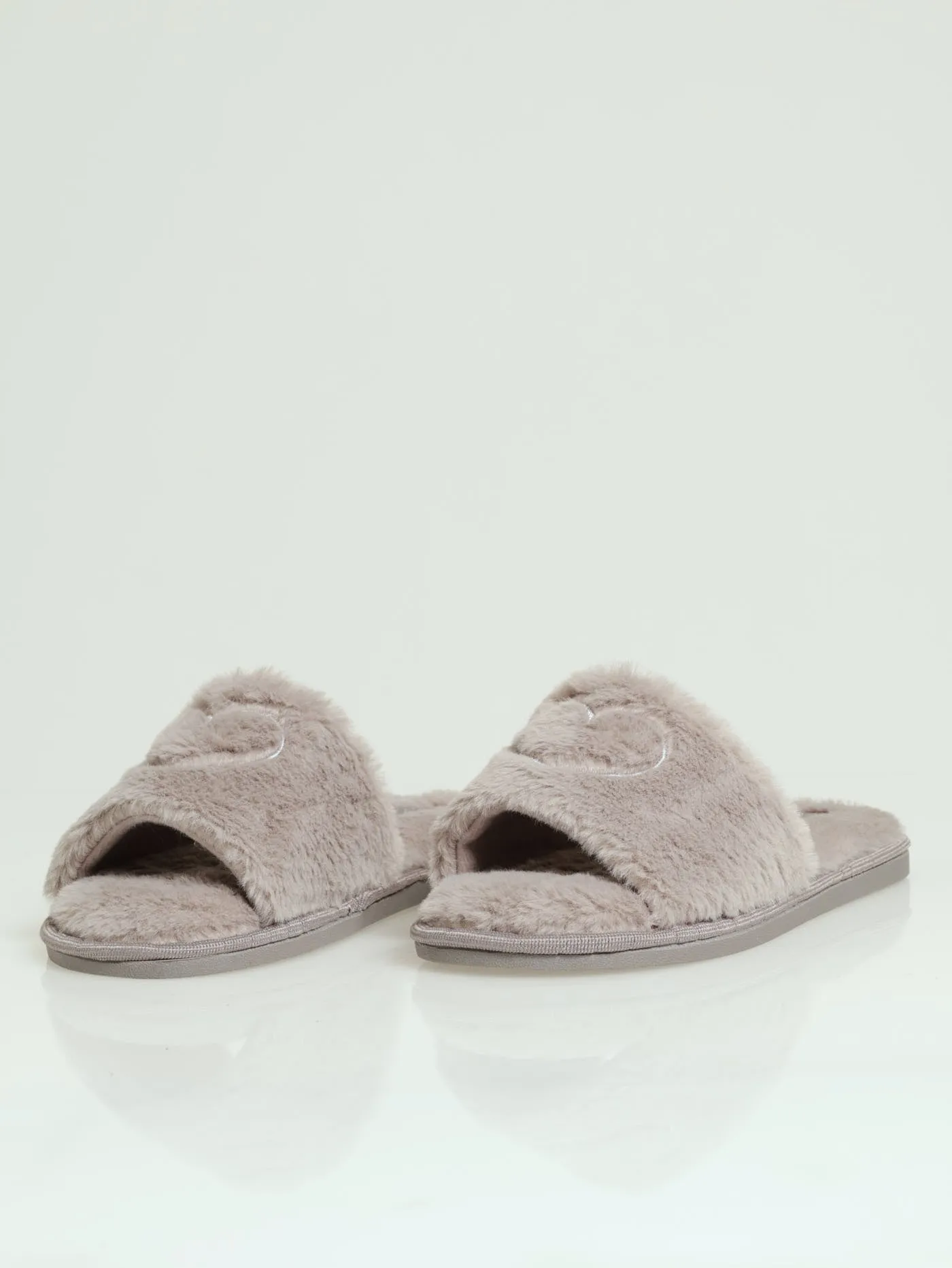 Thin Embroidered Heart Mule Slippers - Taupe sold by Edgars