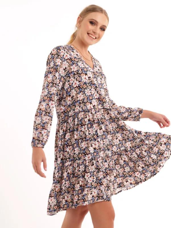 Ladies V-Neck Floral Tiered Dress sold by Edgars