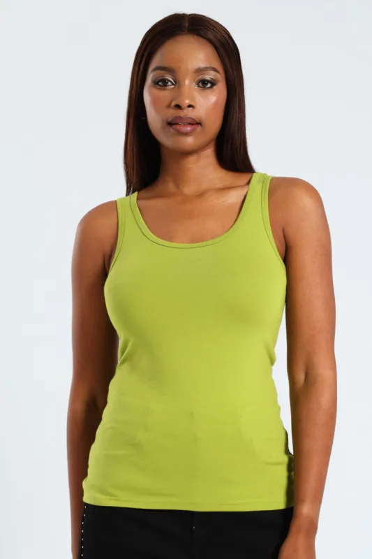 Sleeveless Cotton Lycra Tank - Chartreuse sold by Edgars