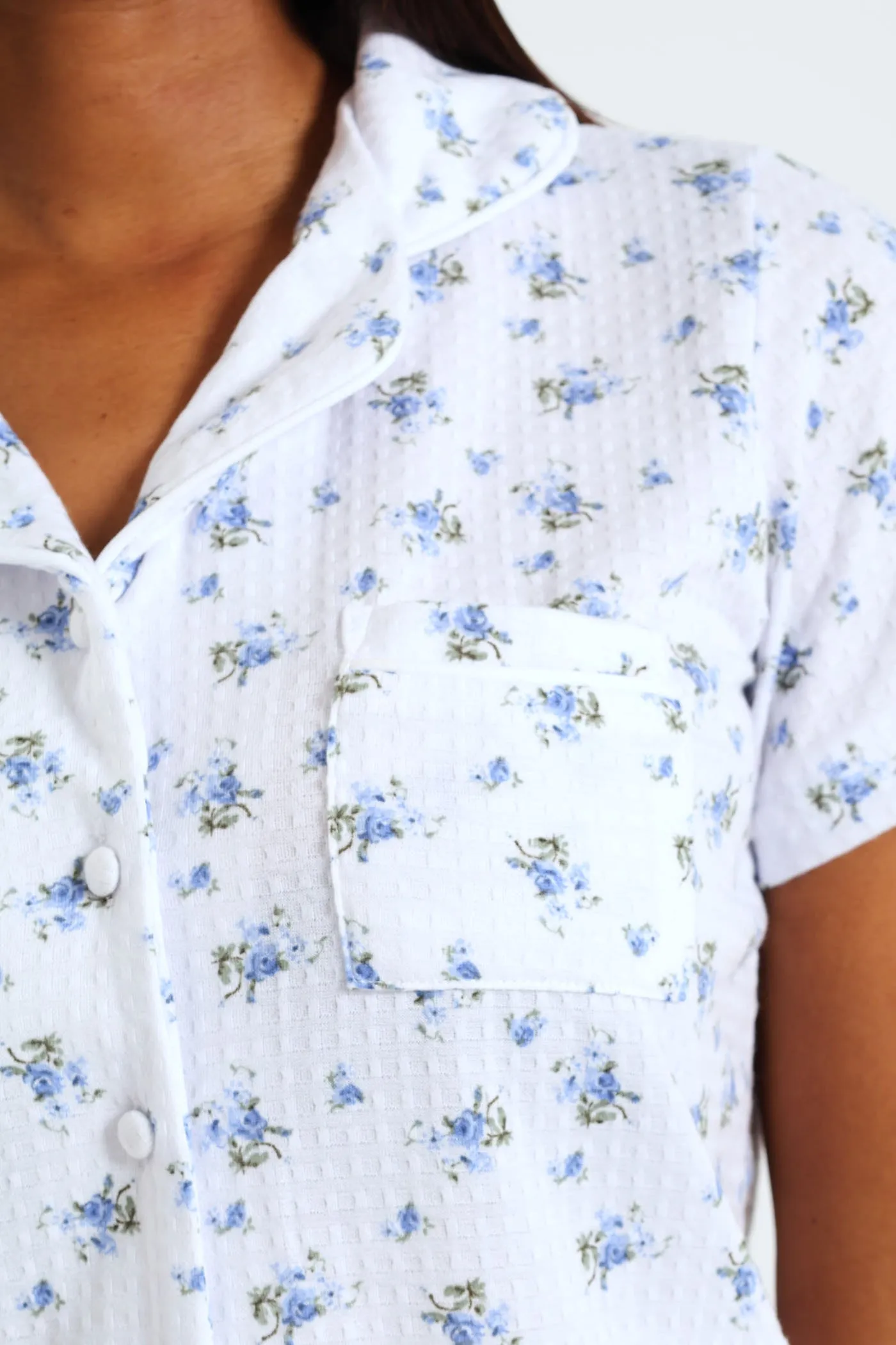 Waffle Knit Button Through Floral Sleep Set - White sold by Edgars product image thumbnail 2