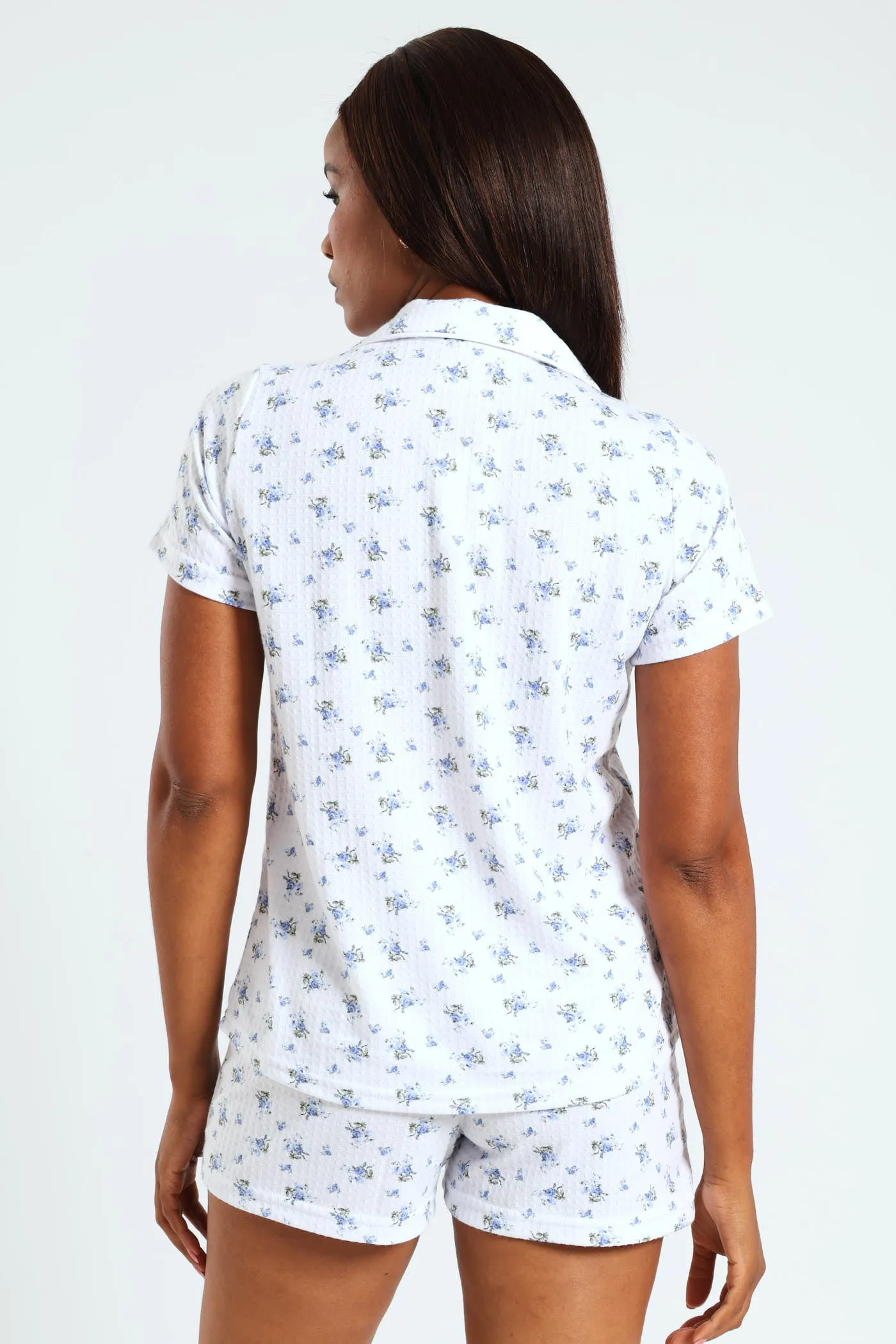 Waffle Knit Button Through Floral Sleep Set - White sold by Edgars product image thumbnail 4