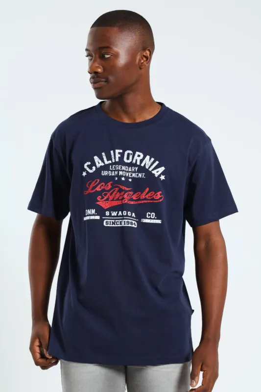 Short Sleeve Basic Print Tee - Navy sold by Edgars