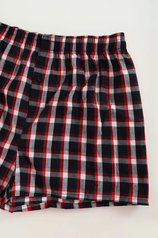Single Check Woven Boxer - Red sold by Edgars 