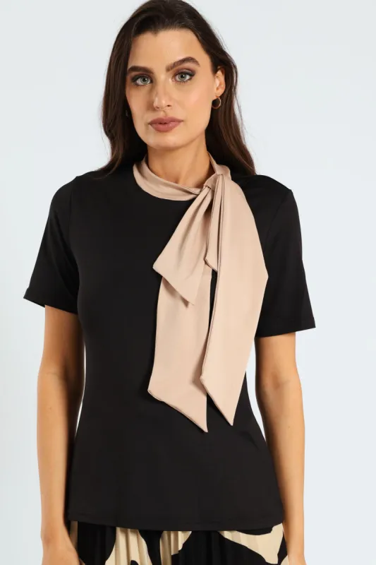 Kitty Bow Contrast Slinky Top sold by Edgars