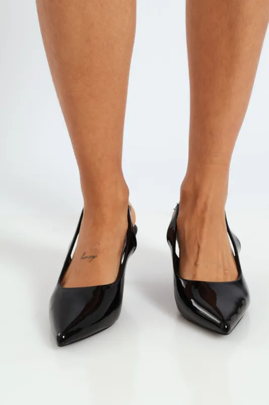 Pointy Slingback Kitten Heel - Black sold by Edgars