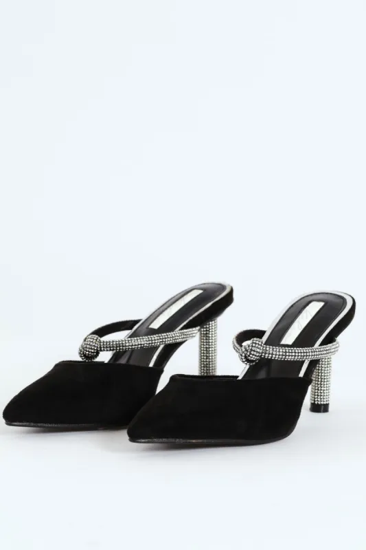Diamante Strap Pointy Heel - Black sold by Edgars
