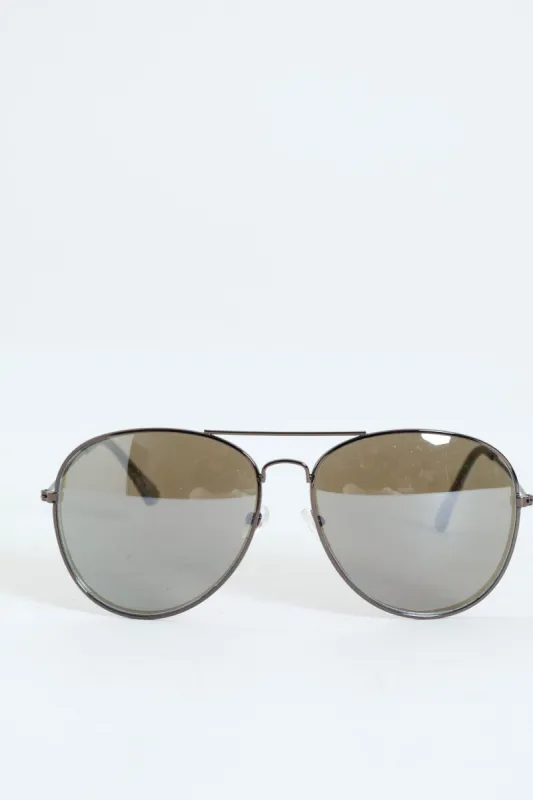 Oversize Gunmetal Aviator Sunglasses - Dark Grey made by Edgars