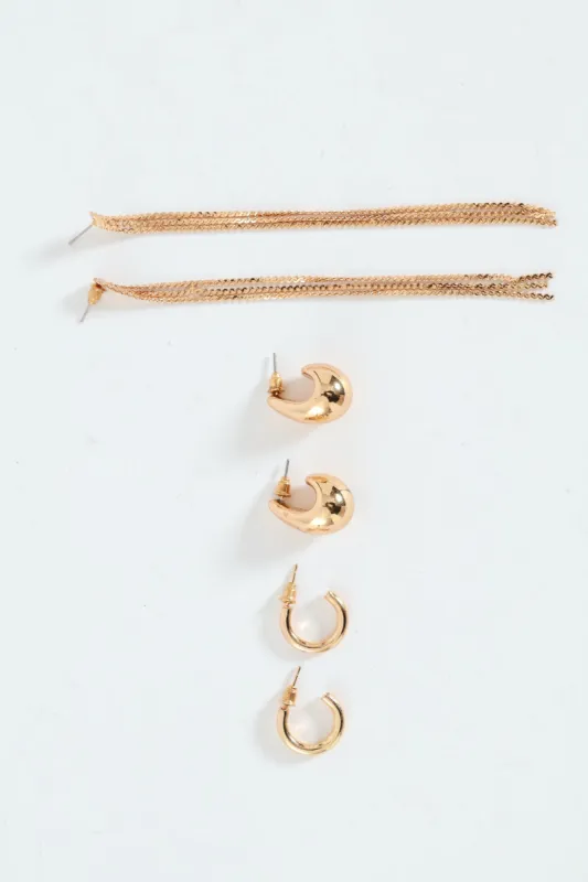 3 Pack Chain Drop Earring - Gold sold by Edgars
