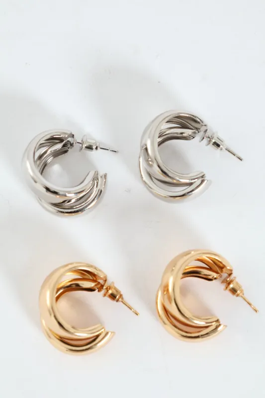 2 Pack Double Tube Earrings - Multi sold by Edgars 