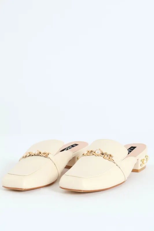 Push In Loafer With Heel Embellishments - Cream sold by Edgars