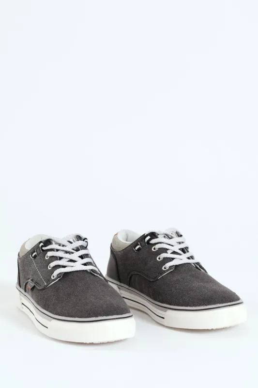Jeromiah Washed Canvas Lace Up Sneaker - Black Rince Wash made by Hush Puppies