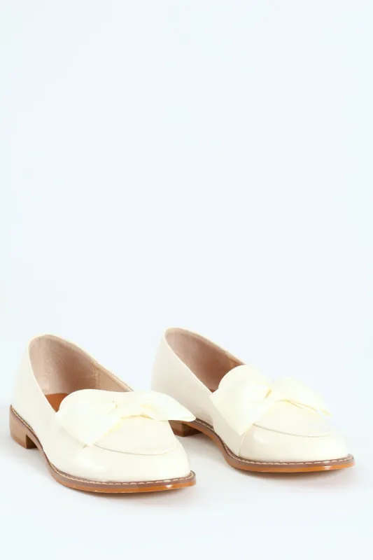 Loafer With Petersham Bow - Off White sold by Edgars