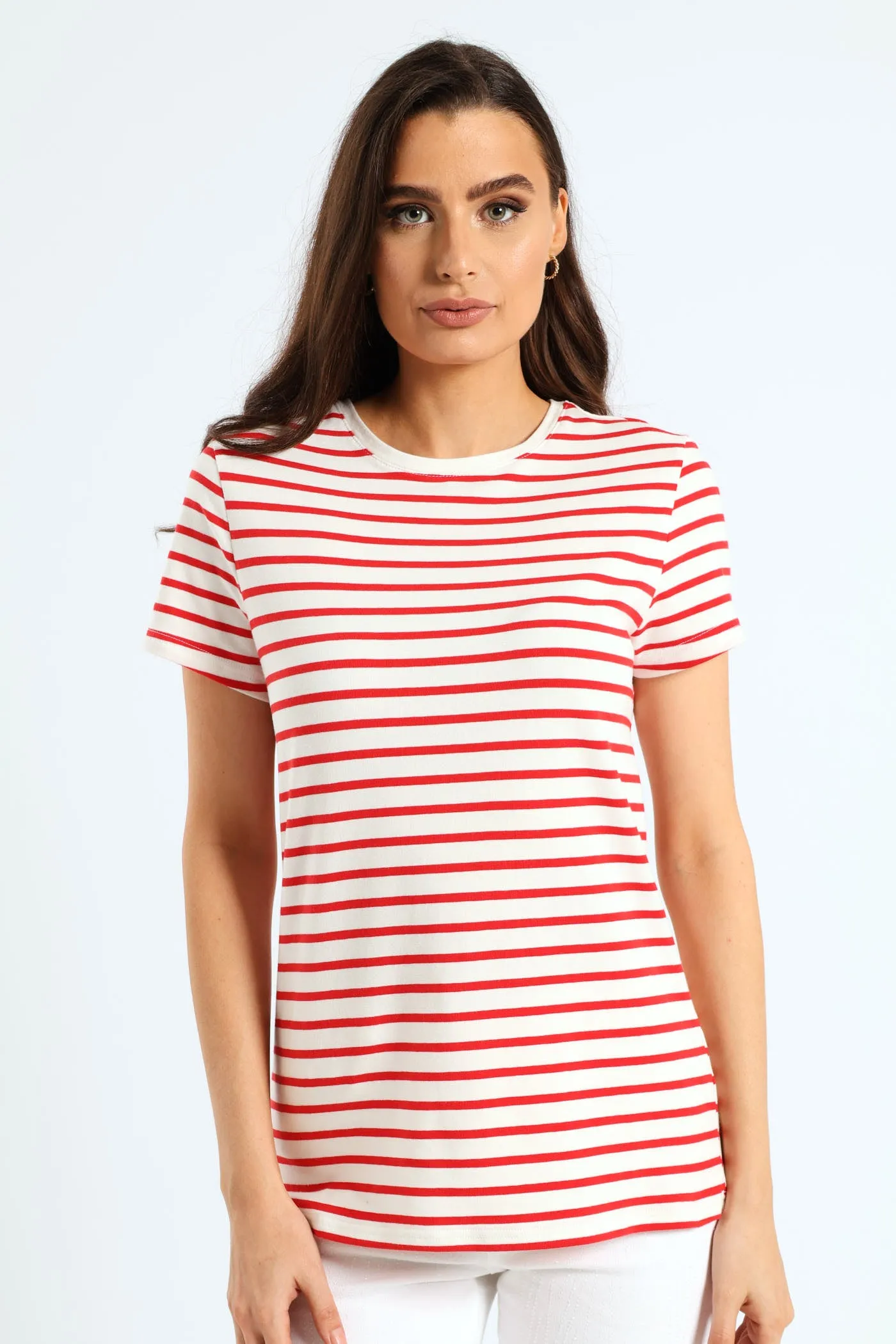 Short Sleeve Crew Tee - White/Red sold by Edgars