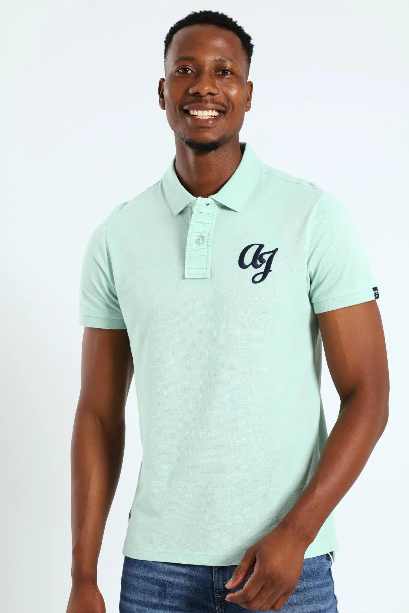 Pique Ruched Placket Golfer - Turquoise sold by Edgars