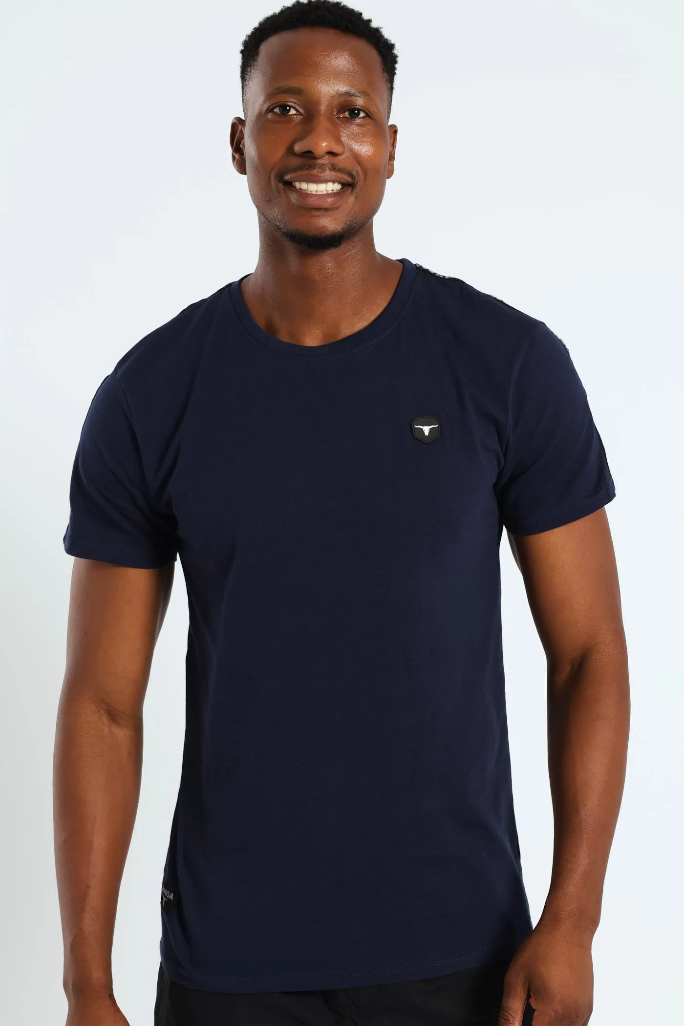 Tape Sleeve Tee - Navy sold by Edgars