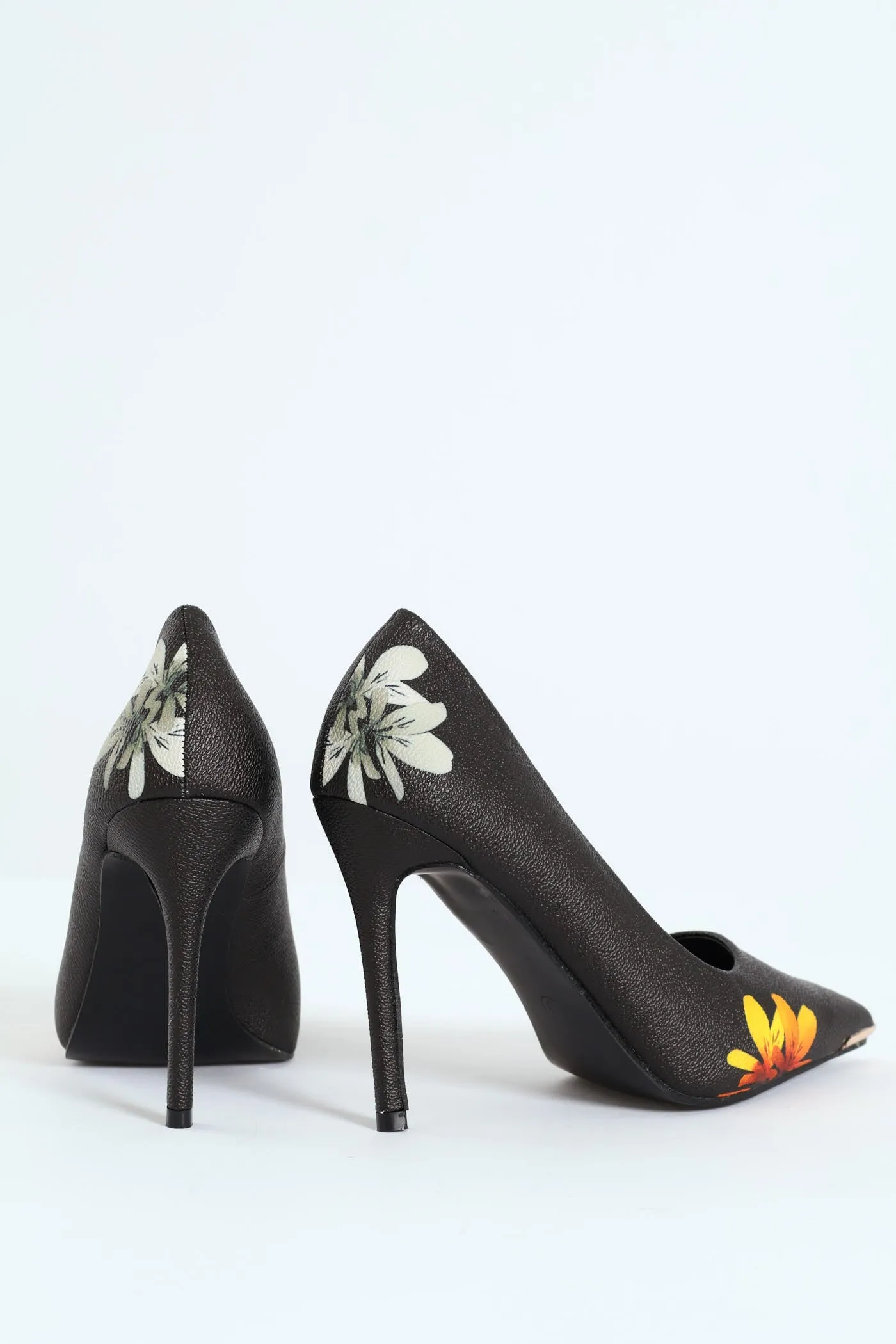 Black Base Floral Print Stiletto Heel - Black sold by Edgars product image thumbnail 2