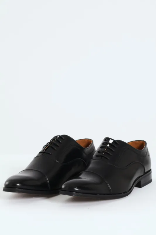 Toe Cap Stitch Detail Lace Up Derby Shoe - Black sold by Edgars