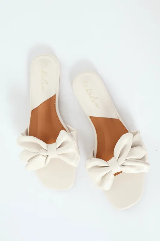 Big Bow Push-In Mule Sandal - Off White sold by Edgars