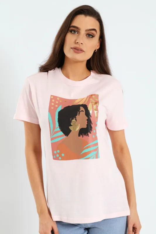 Elegant Profile Frame Tee - Light Pink sold by Edgars