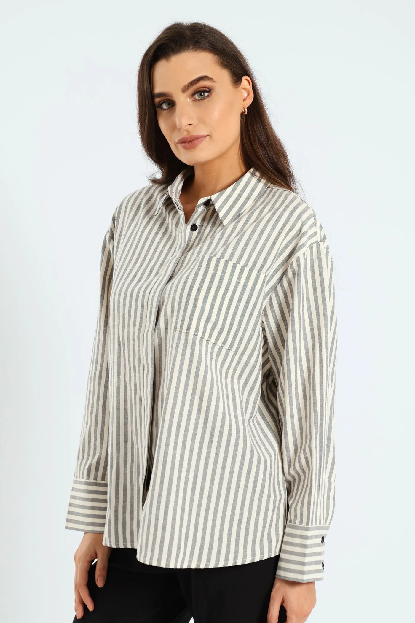 Long Sleeve Oversize Stripe Shirt - Black/Cream sold by Edgars product image thumbnail 2