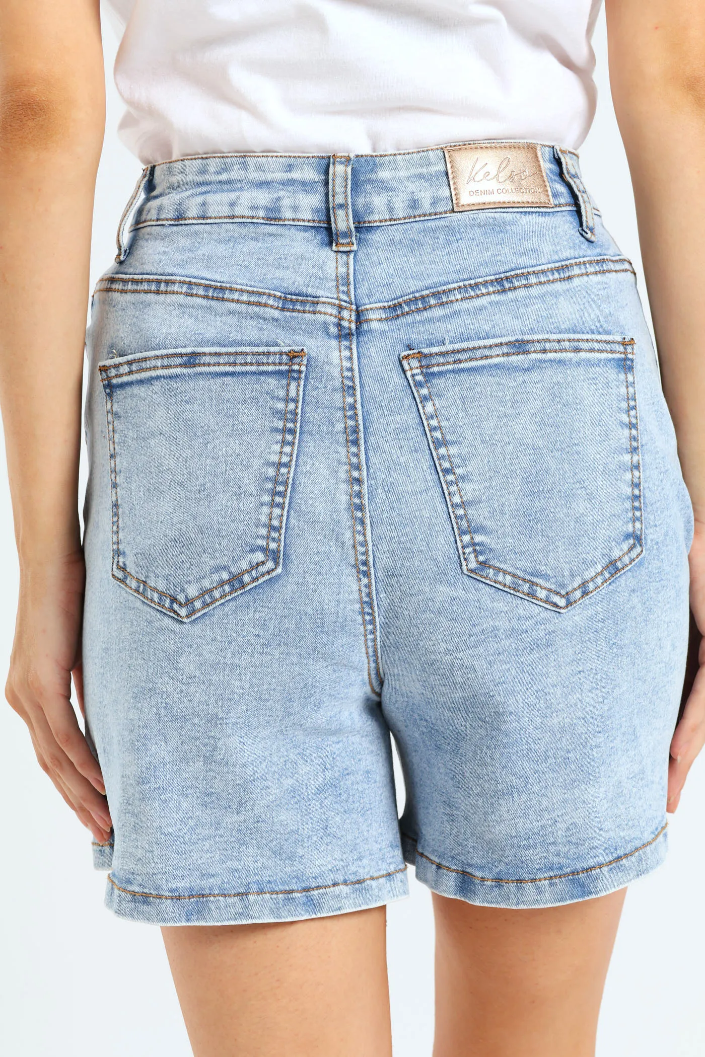 High Waist Straightleg Mid Thigh Short - Salty Light Wash sold by Edgars product image thumbnail 2