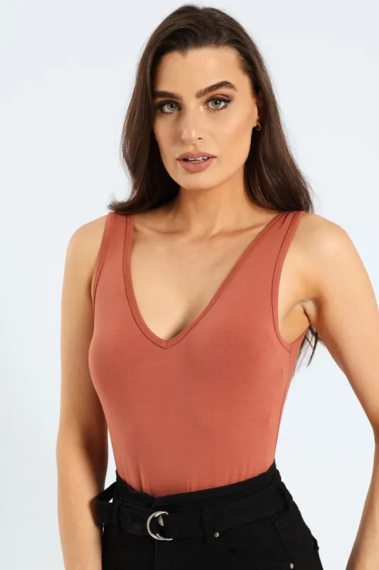 V-Neck Bodysuit - Copper sold by Edgars 