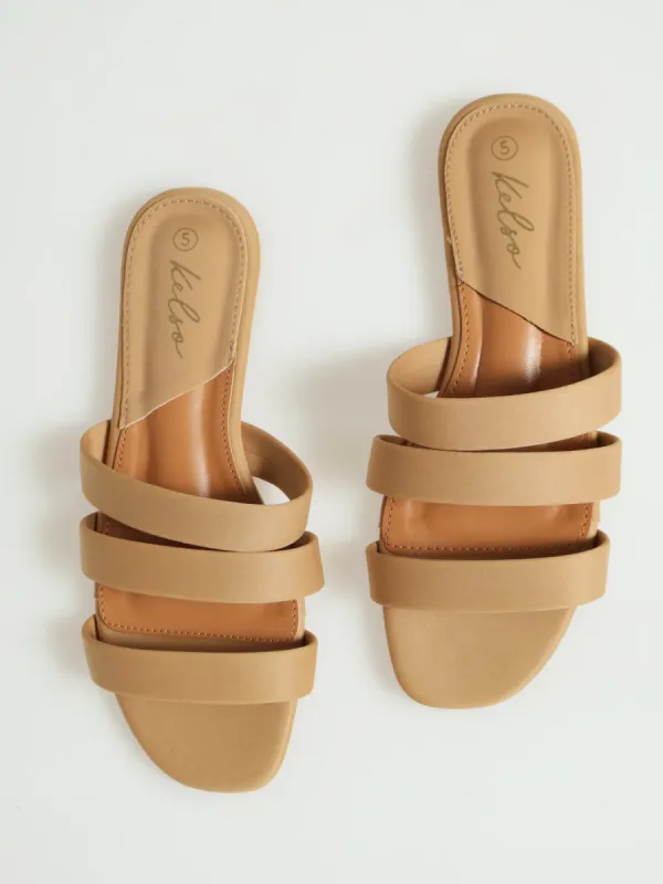 3 Strap Basic Mule Sandal - Natural sold by Edgars 