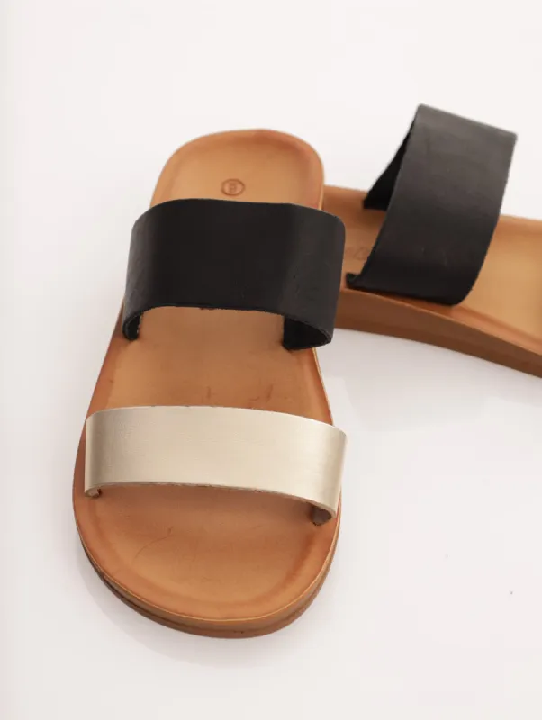 Ladies EVA Leather Double Strap Sandal - Black sold by Edgars