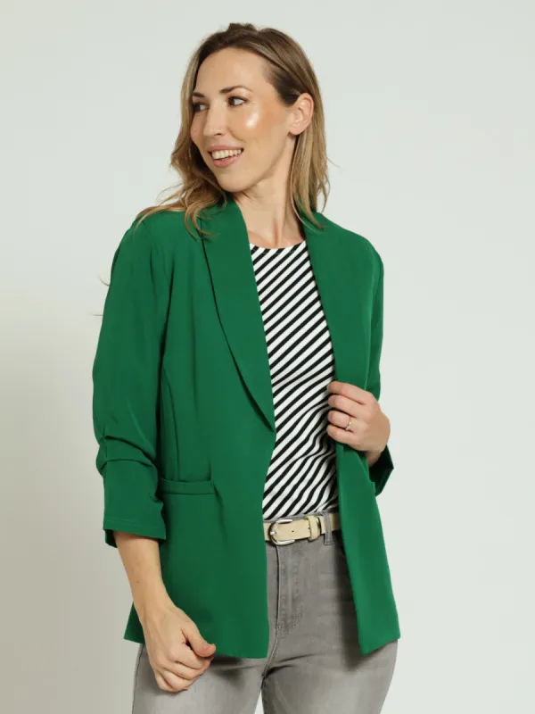 Ruched Sleeve Blazer - Green sold by Edgars 