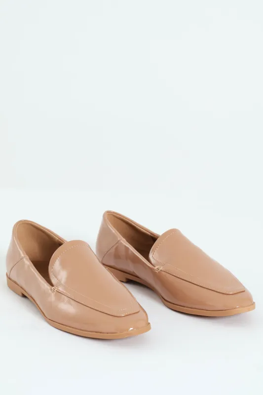 Crinkle Patent Plain Loafer - Natural sold by Edgars 
