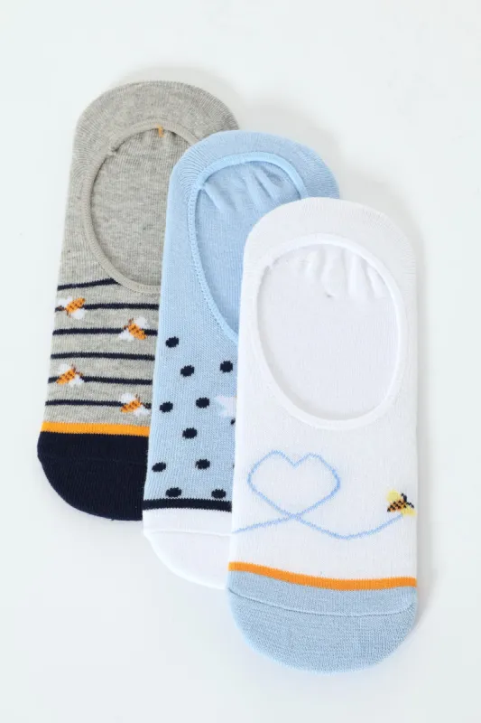 3 Pack Bees Secret Socks - White/Blue sold by Edgars