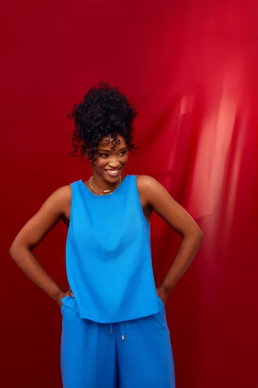 Drapey Shell Tank - Bright Blue sold by Edgars