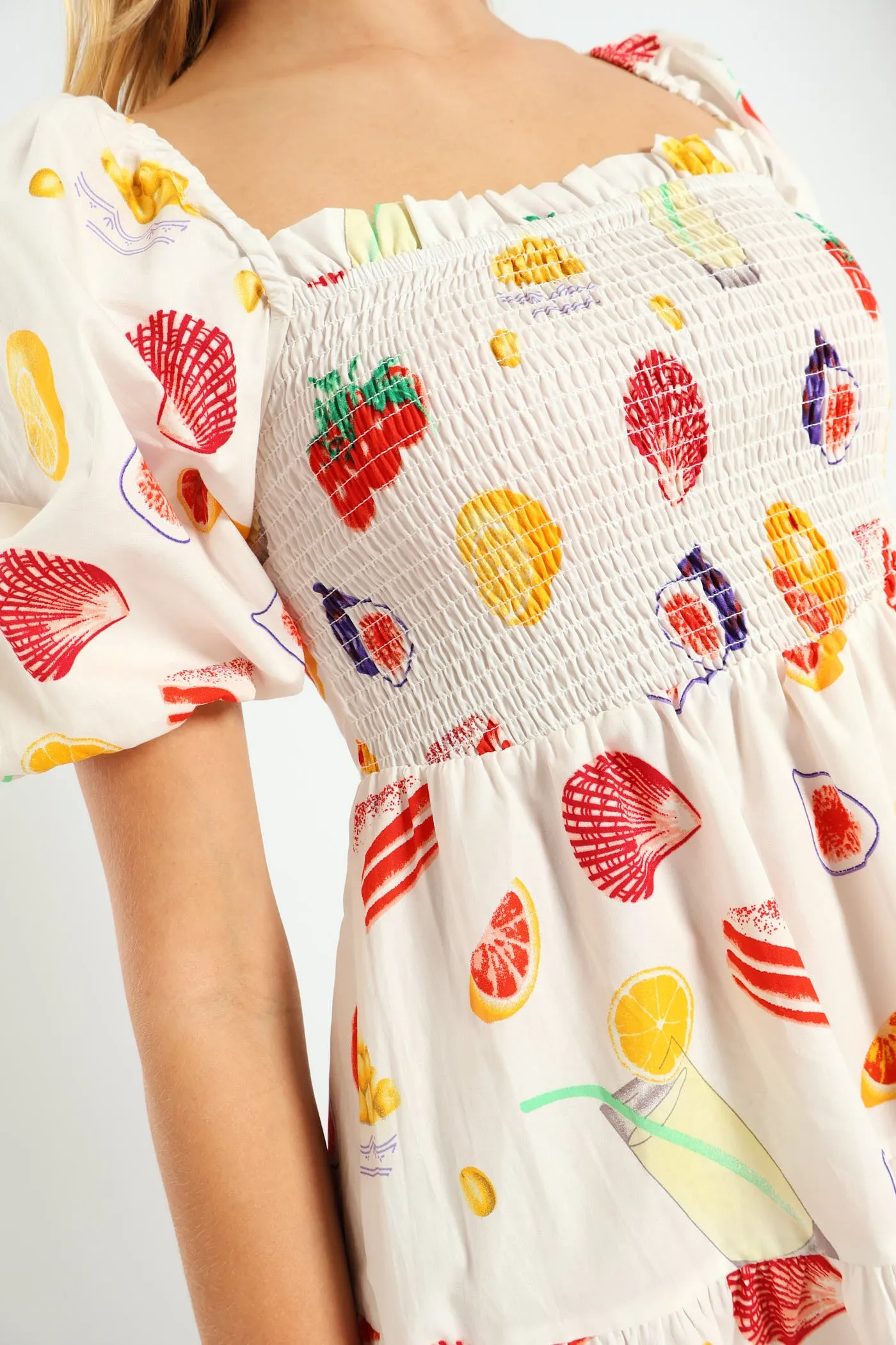 Fruity Puff Sleeve Mini Dress - White sold by Edgars product image thumbnail 2