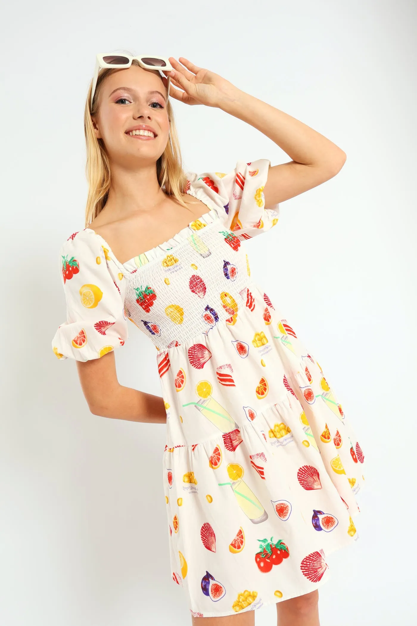 Fruity Puff Sleeve Mini Dress - White sold by Edgars product image thumbnail 3