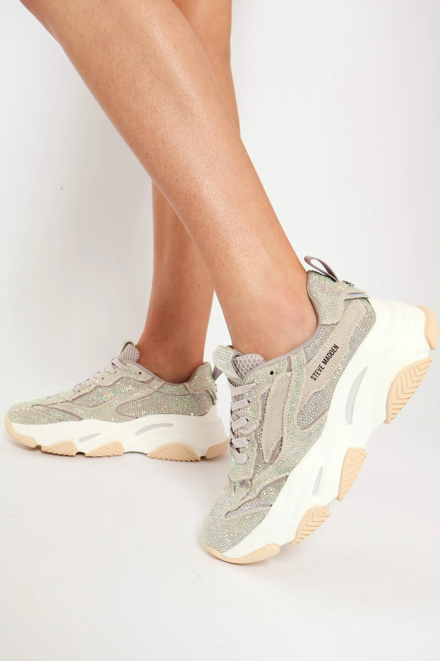 Rhinestone Lace Up Chunky Sneaker - Grey/Green sold by Edgars product image thumbnail 3