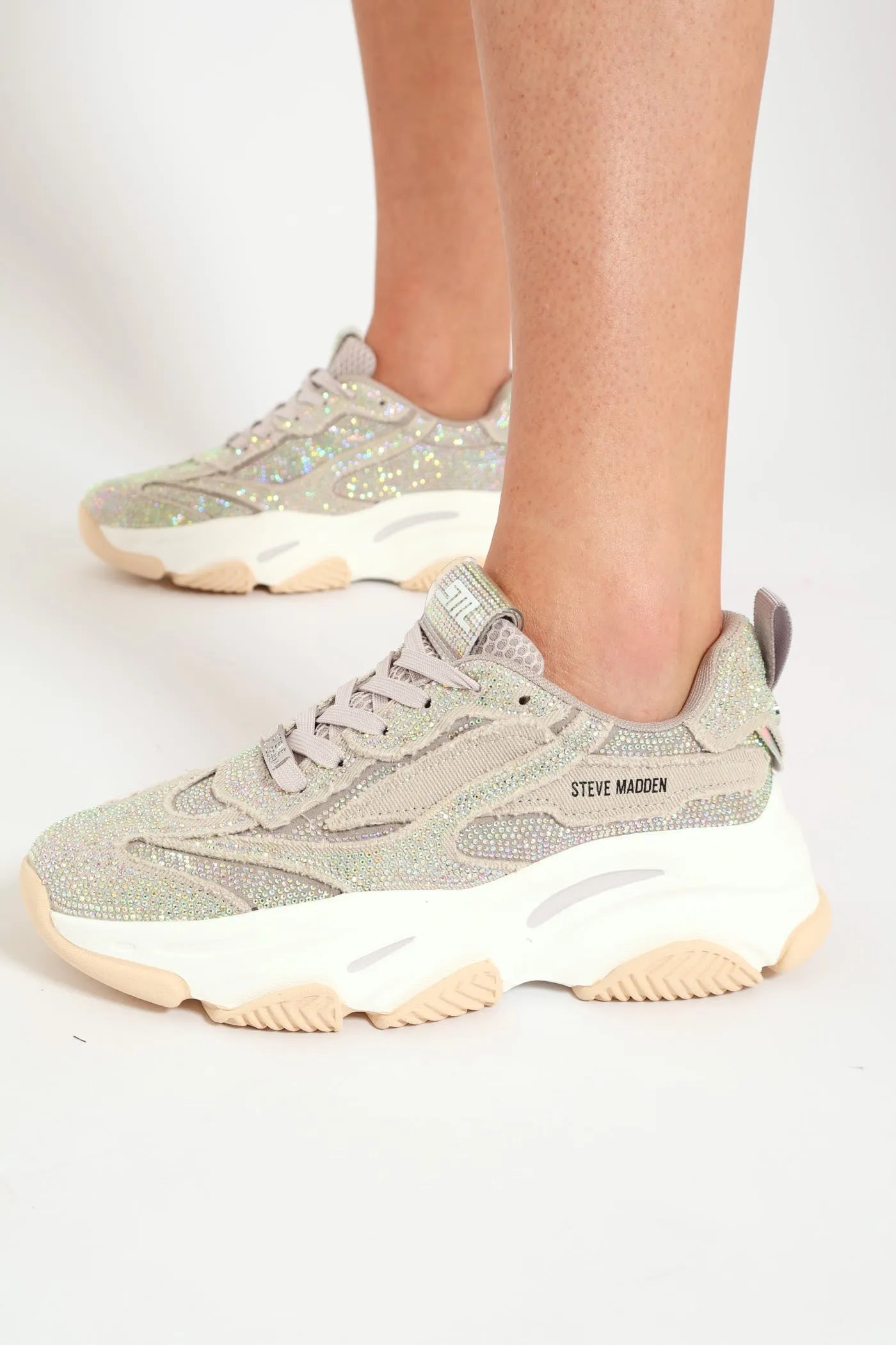 Rhinestone Lace Up Chunky Sneaker - Grey/Green sold by Edgars product image thumbnail 2