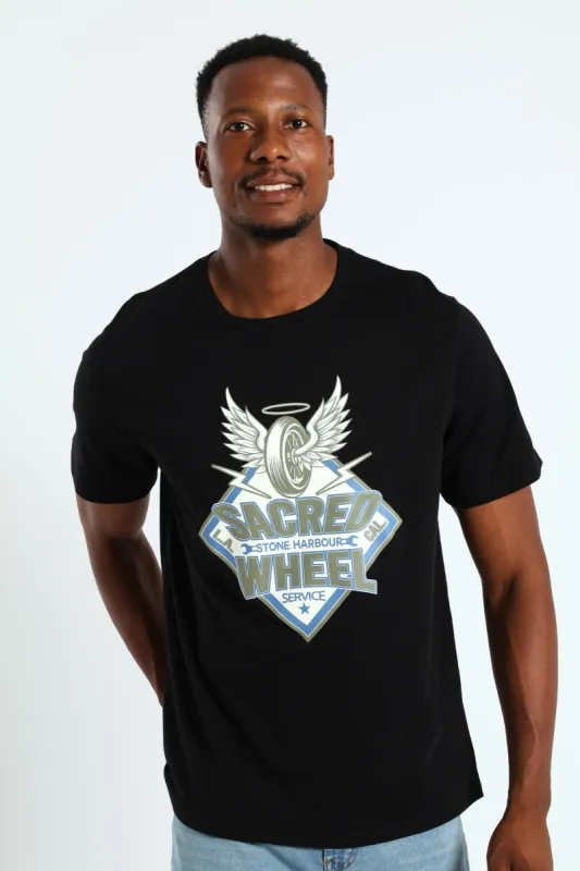 Sacred Wheel Tee - Black sold by Edgars