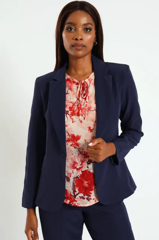 Darted Slim Fit Blazer - Navy sold by Edgars