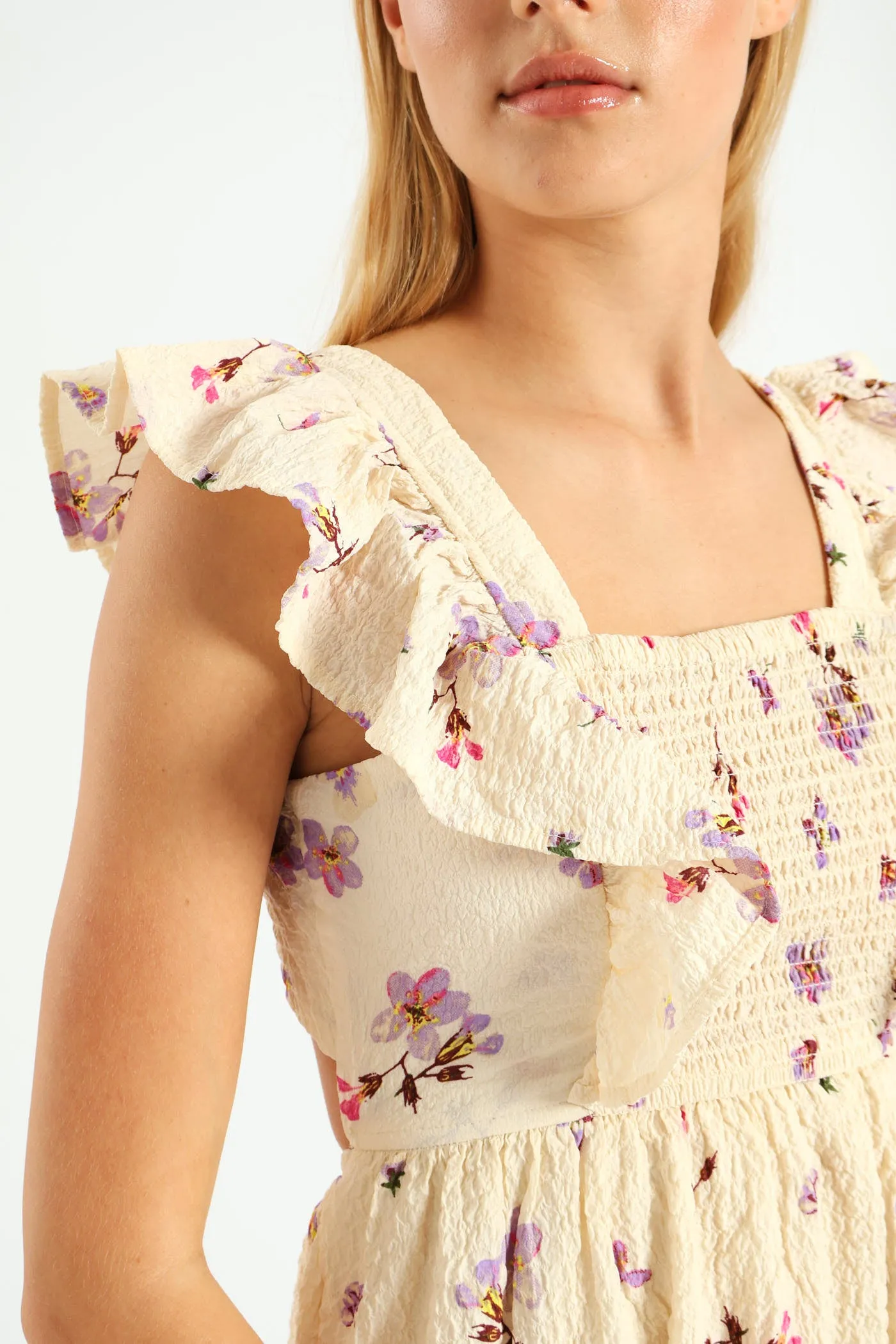Floral Frill Mini Dress - Cream sold by Edgars product image thumbnail 4