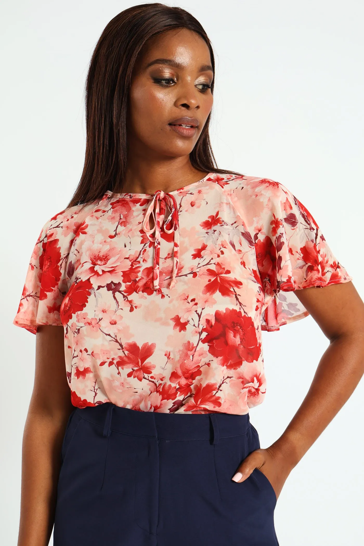 Flutter Sleeve Tie Front Blouse - Multi sold by Edgars product image thumbnail 2