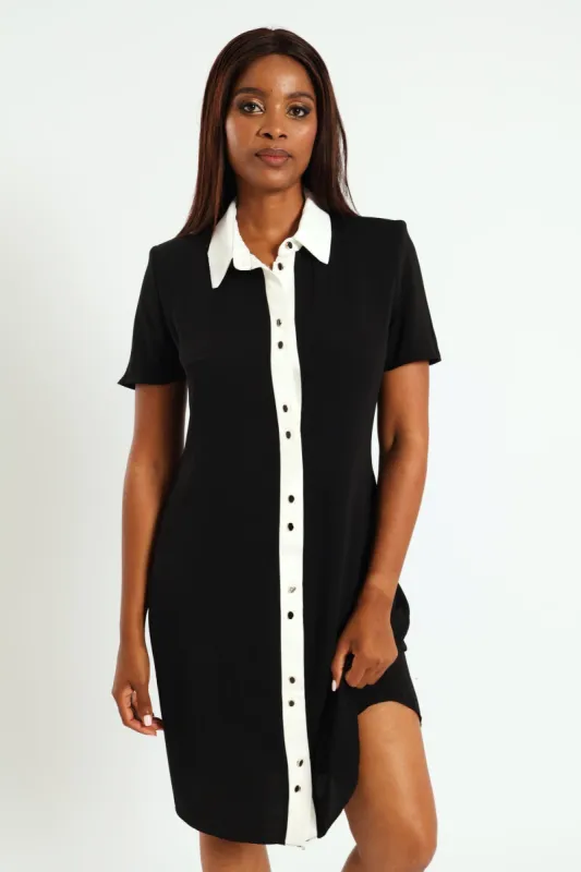 Contrast Shift Dress - Black sold by Edgars