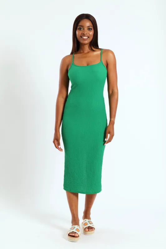 Strappy Textured Slip Midi Dress - Emerald sold by Edgars