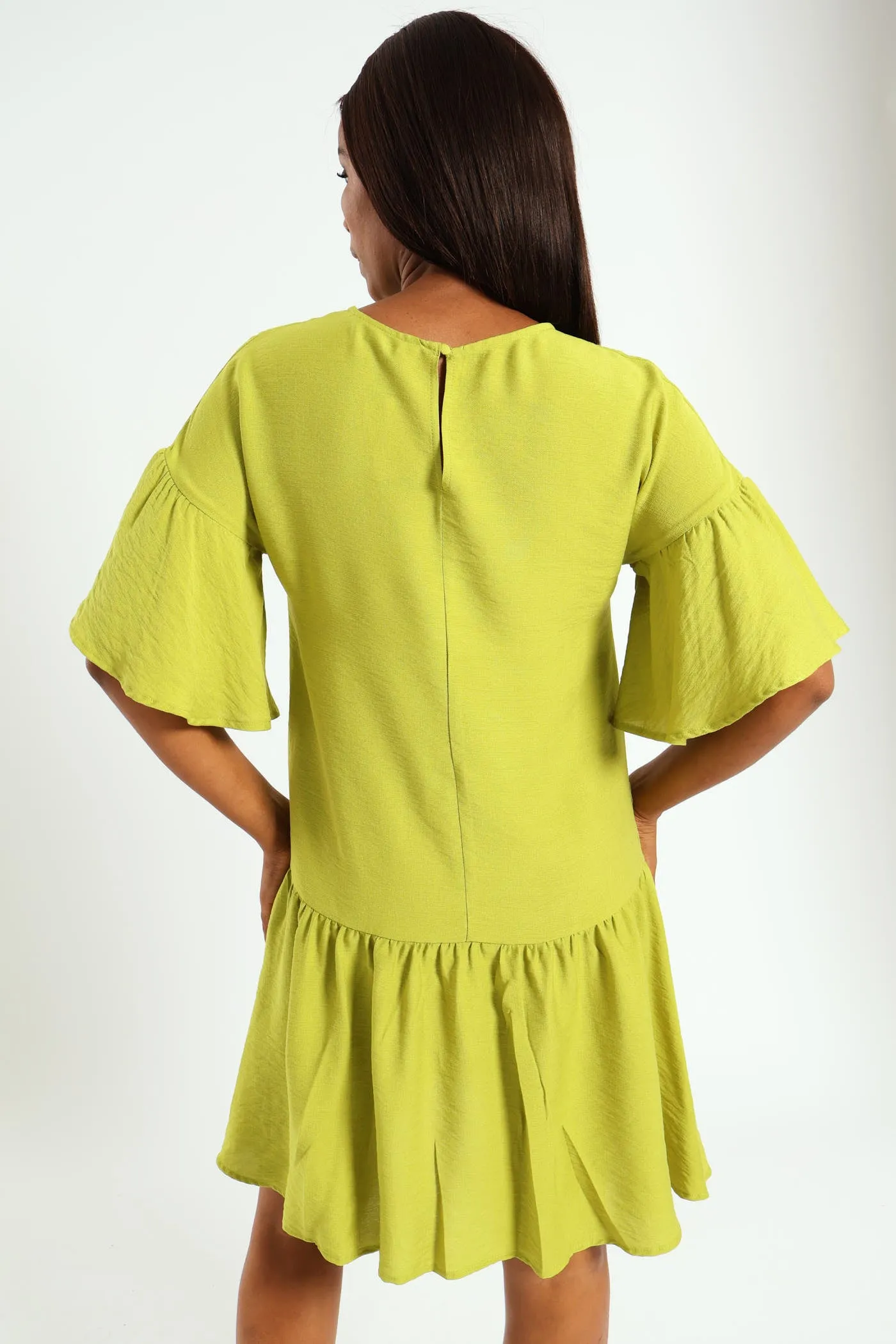 Drop Waist Hammered Mini Dress - Chartreuse sold by Edgars product image thumbnail 5