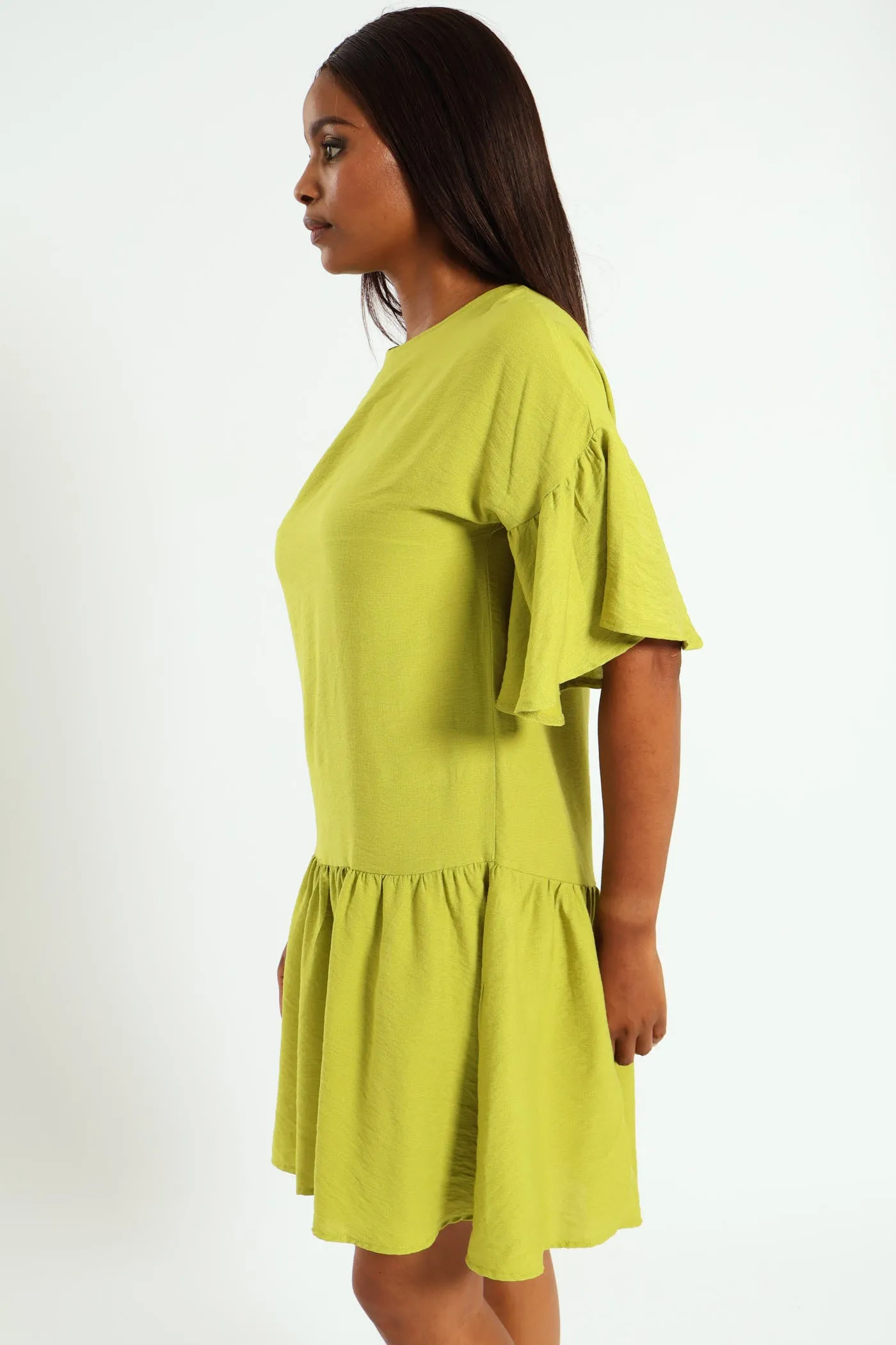 Drop Waist Hammered Mini Dress - Chartreuse sold by Edgars product image thumbnail 4