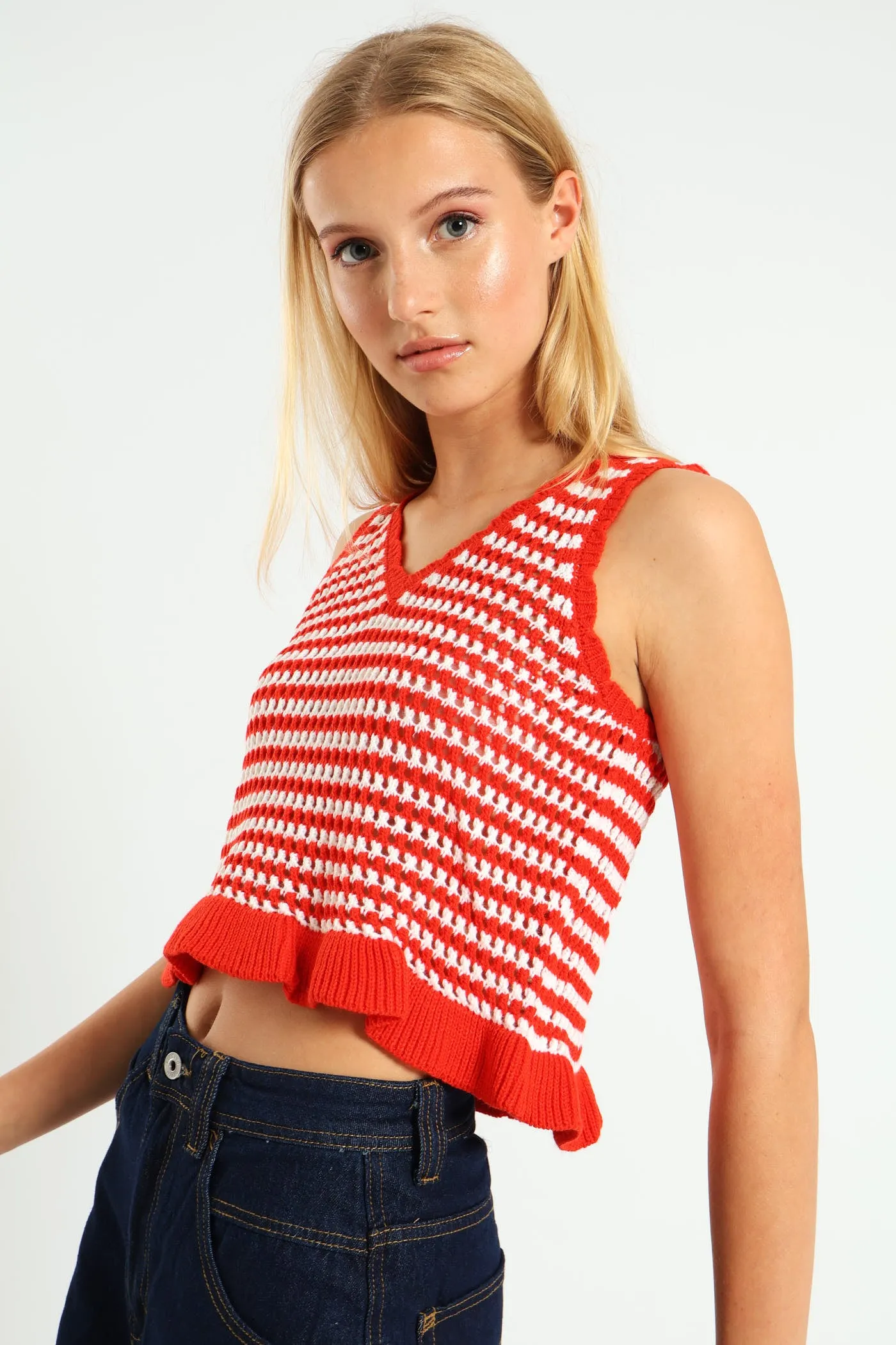 Two Tone Frill Knit Top - Tangerine sold by Edgars product image thumbnail 2