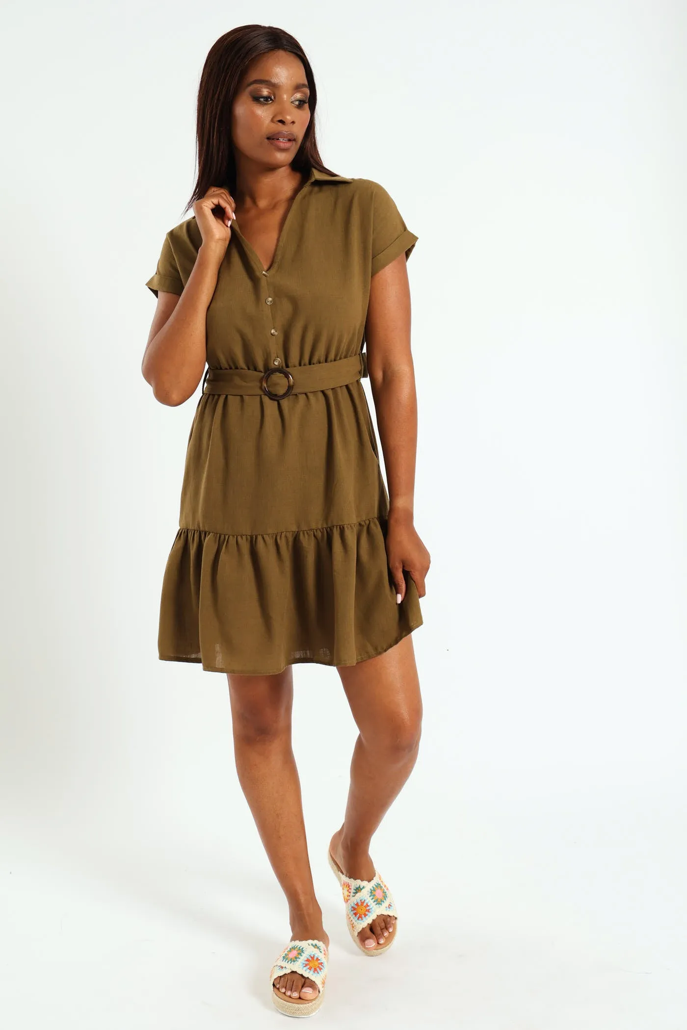 Button Through Tiered Belted Mini Dress sold by Edgars product image thumbnail 2