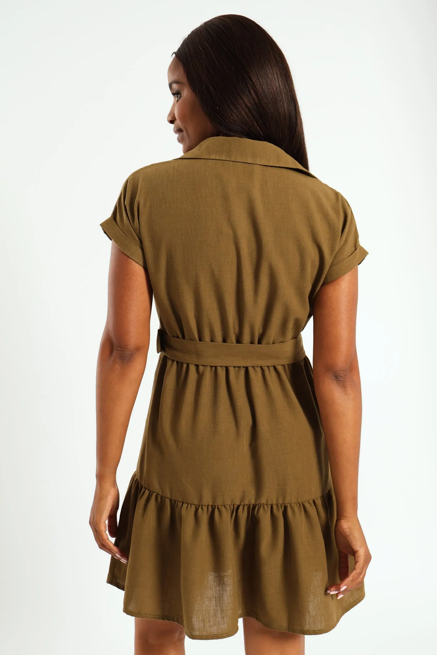 Button Through Tiered Belted Mini Dress sold by Edgars product image thumbnail 3